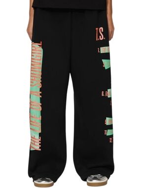 TAYLOR SWIFT black The Life Of A Showgirl tracklist wide leg sweatpants S